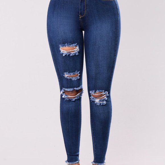 Distressed Slim Fit Stretchy Skinny ripped Jeans - Picture 2 of 6